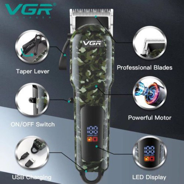 Машинка для стрижки волосся VGR V-665, Машинка для стрижки, Підстригальна машинка, Професійна