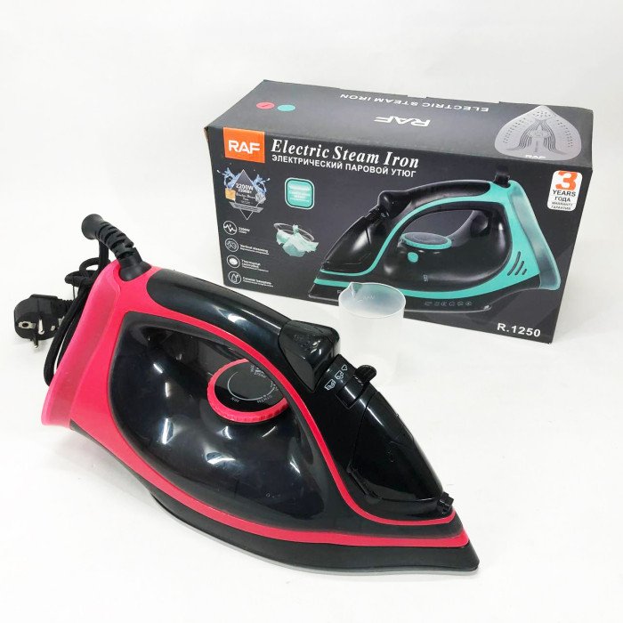 Праска парова RAF R.1250 з керамічною підошвою та функцією самоочищення 2200 Вт. Колір: червоний