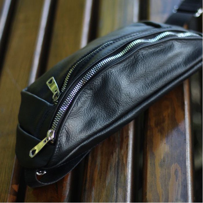 Бананка з натуральної шкіри. Відмінна якість сумки на пояс. Модель: 74132