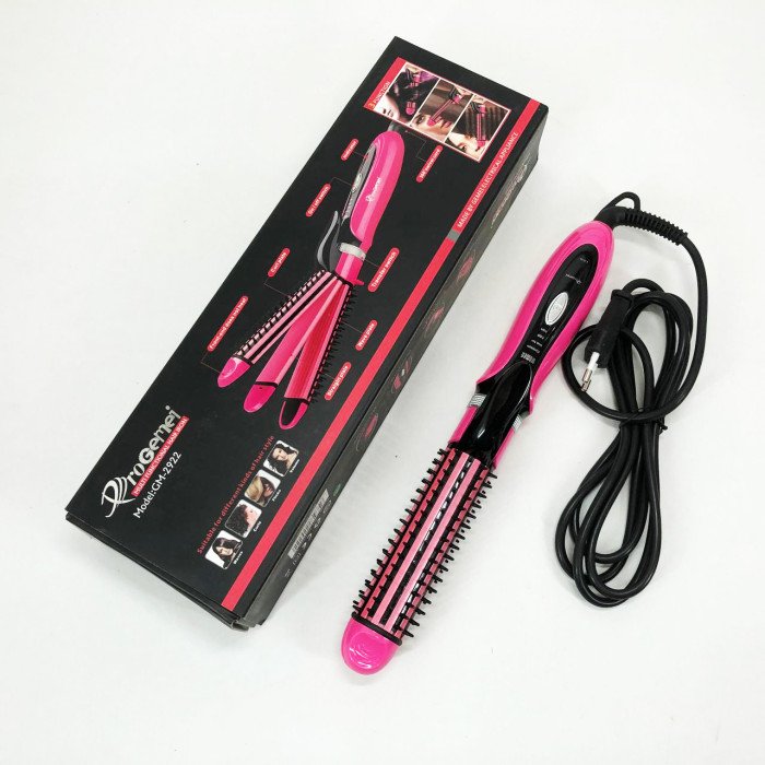 Плойка-праска 3в1 Gemei GM-2922, Сучасні щипці для завивки волосся, Прилад для завивки. Колір: рожевий