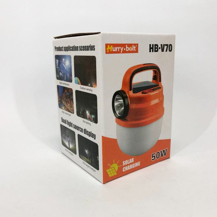 Підвісний ліхтар світильник LED з гачком для кемпінгу, ліхтариком та сонячною панеллю. Колір: помаранчевий