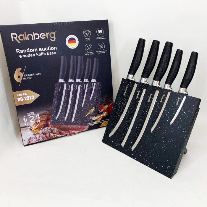 Набір ножів Rainberg RB-2322 з нержавіючої сталі з магнітною основою Black