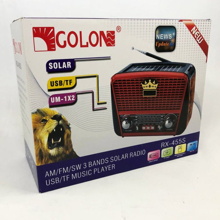 Радіоприймач Golon RX-455S USB / акумулятор сонячна панель FM радіо з mp3 програвачем. Колір: Сірий