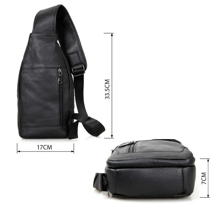 Преміальна чоловіча шкіряна сумка з натуральної італійської шкіри, чорна