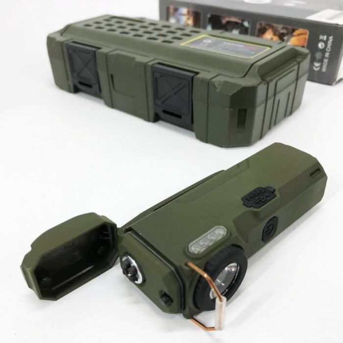 Ліхтарик-запальничка армійська MULTIFUNCTIONAL D51-COB, Запальничка на подарунок в упаковці. Колір: зелений
