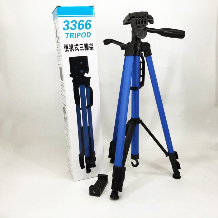 Професійний штатив 3366, трипод з чохлом, Штатив для телефону горизонтальної зйомки Колір: синій