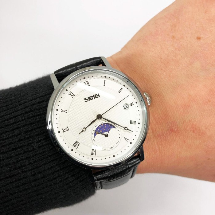 Годинник наручний чоловічий SKMEI 9308SIBK, чоловічий годинник стильний годинник на руку, модний чоловічий годинник круглий