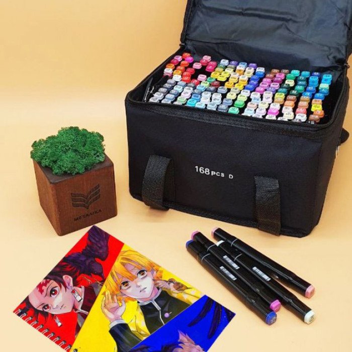 Набір кольорових маркерів 168 шт, Скетч маркери Професійні маркери, Маркери для графіки та живопису