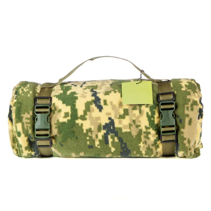 Тактичний флісовий плед 150х200 см – ковдра для військових із чохлом, килимок плед покривало. Колір: піксель