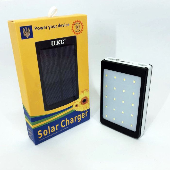 УМБ Power Bank Solar 50000 mAh мобільне зарядне із сонячною панеллю та лампою. Колір білий