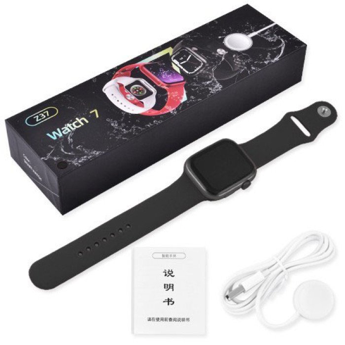 Розумний смарт годинник Smart Watch Z37 голосовий виклик, температура тіла, пульсометр, тонометр. Колір: чорний