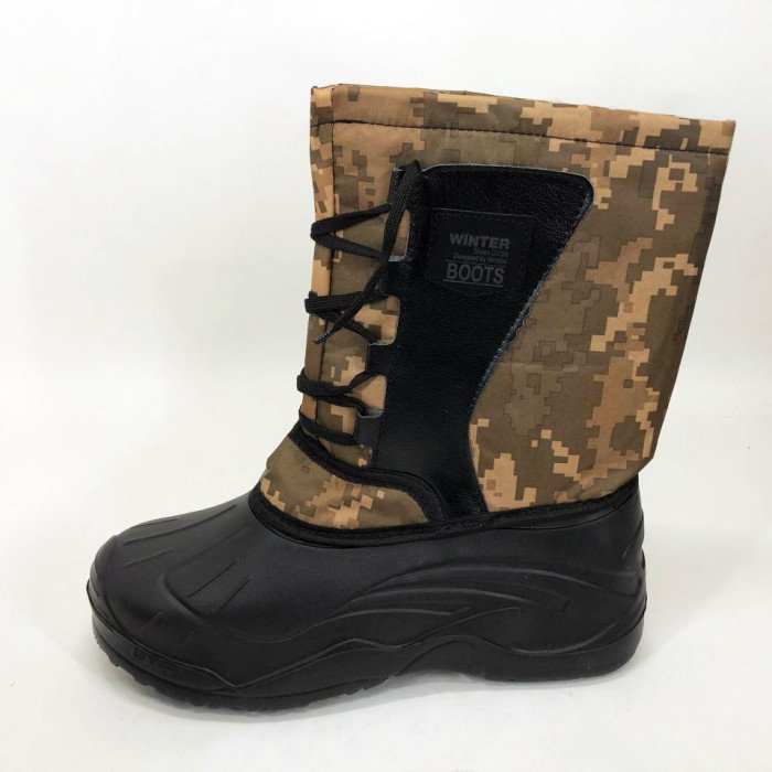 Чоботи чоловічі утеплені. Розмір 44, гумові чоботи зимовий утеплювач. Колір: жовтий піксель