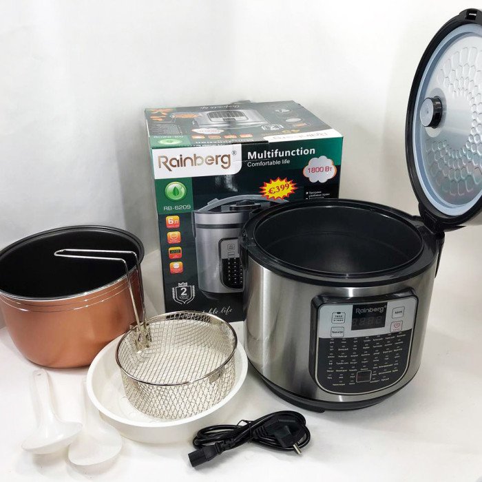 Мультиварка пароварка Rainberg RB-6209 45 програм 6 л 1000W, Сенсорна мультиварка рисоварка