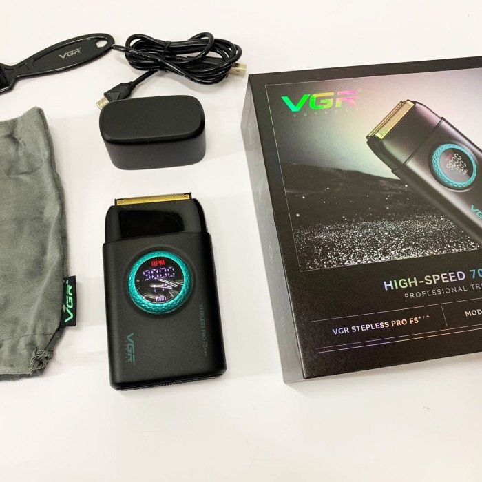 Електробритва VGR V-378 BLACK шейвер, подвійне лезо, регулювання потужності 7000-9000 RPM. Колір: чорний