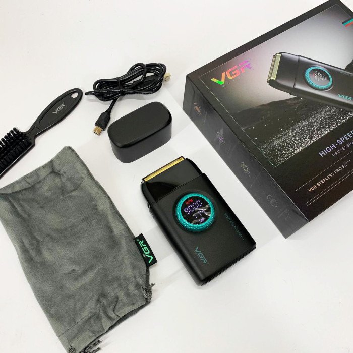 Електробритва VGR V-378 BLACK шейвер, подвійне лезо, регулювання потужності 7000-9000 RPM. Колір: чорний