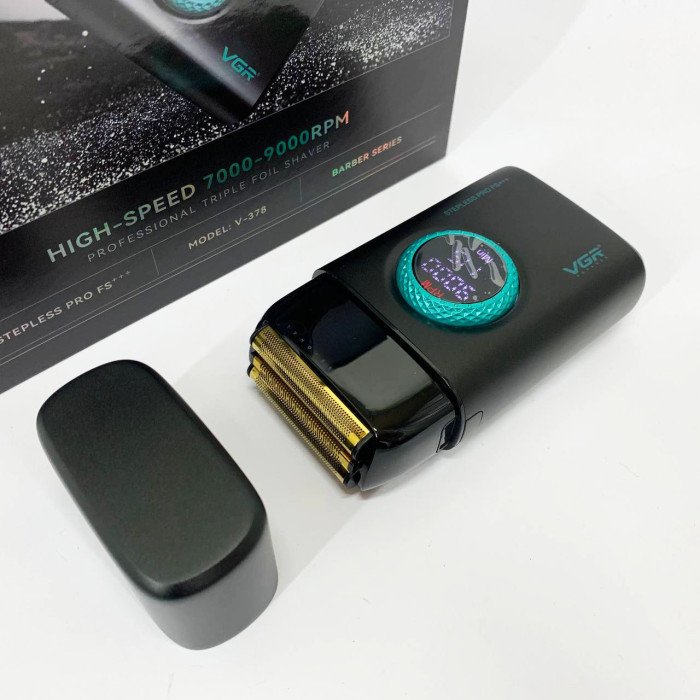 Електробритва VGR V-378 BLACK шейвер, подвійне лезо, регулювання потужності 7000-9000 RPM. Колір: чорний