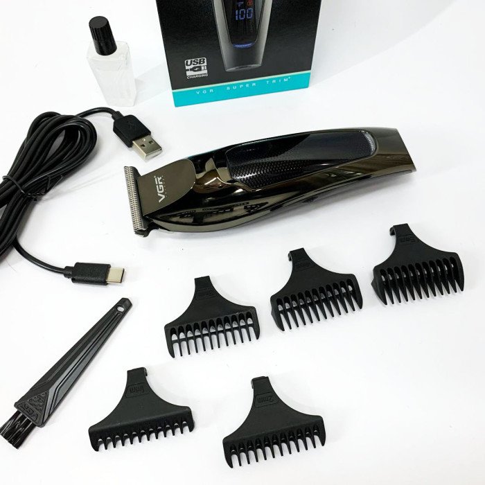 Машинка для стрижки волосся VGR V-070 Тример акумуляторний з USB та індикатором зарядки