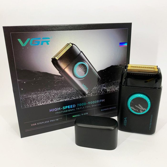 Електробритва VGR V-378 BLACK шейвер, подвійне лезо, регулювання потужності 7000-9000 RPM. Колір: чорний