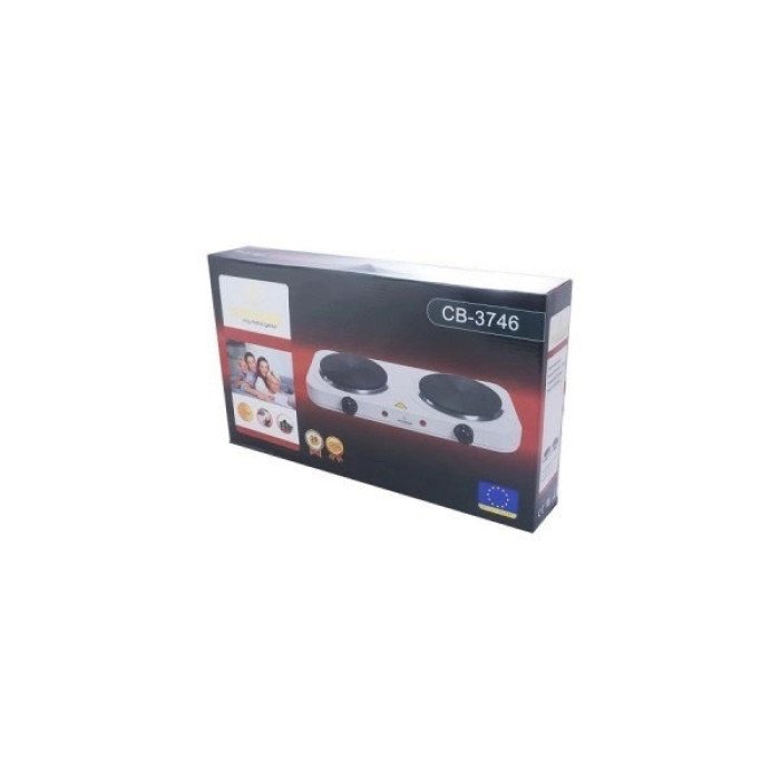 Плита електрична настільна побутова Crownberg CB-3746 двоконфоркова дискова кухонна плита 2000 Вт