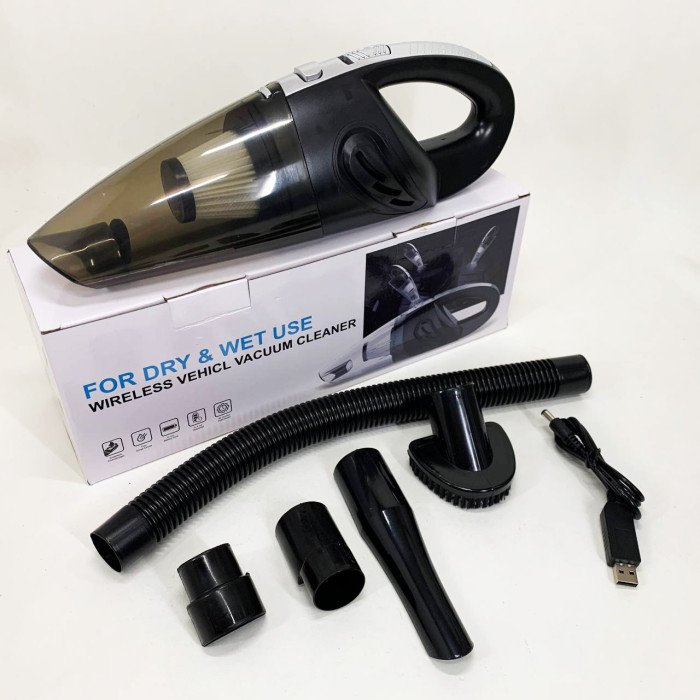 Потужний бездротовий пилосос автомобільний для сухого та вологого прибирання в машині та будинку +5 насадок