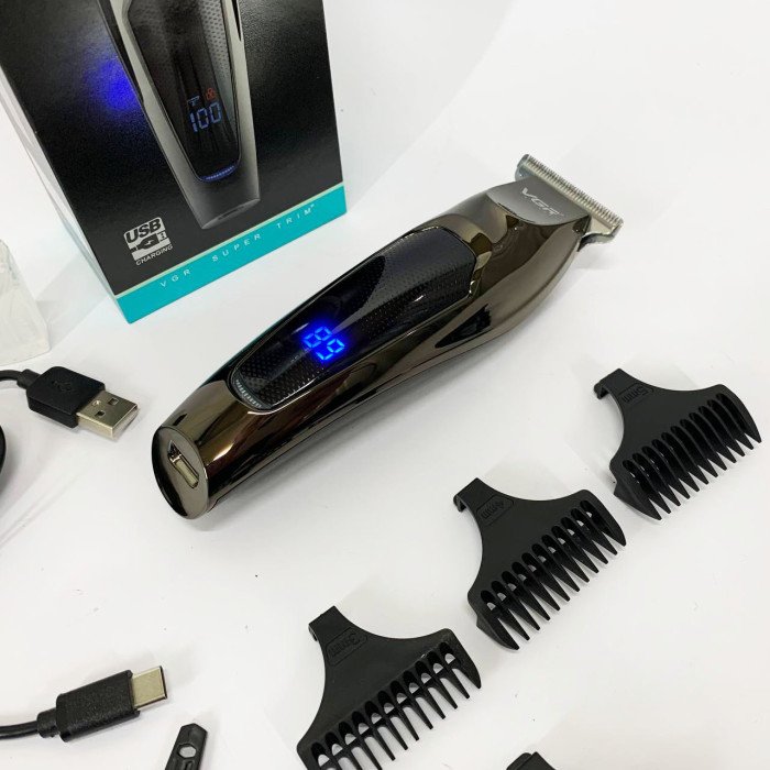 Машинка для стрижки волосся VGR V-070 Тример акумуляторний з USB та індикатором зарядки