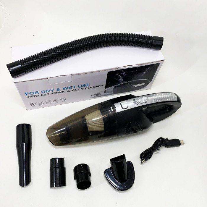 Потужний бездротовий пилосос автомобільний для сухого та вологого прибирання в машині та будинку +5 насадок