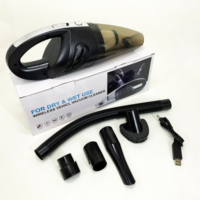 Потужний бездротовий пилосос автомобільний для сухого та вологого прибирання в машині та будинку +5 насадок