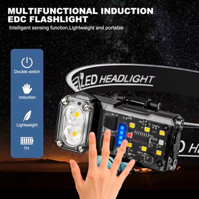 Ліхтар налобний X52, 2LED+6SMD RGB, Ліхтар на голову для бігу, Ліхтар на голову для риболовлі