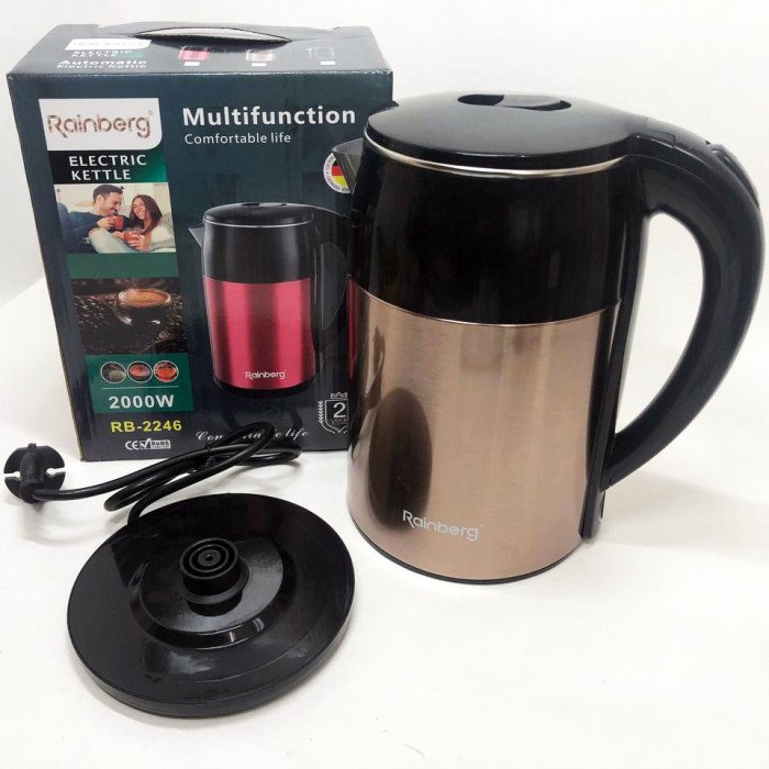 Чайник електричний Rainberg RB-2246 з нержавіючої сталі 2000 Вт 2л, гарний електричний чайник