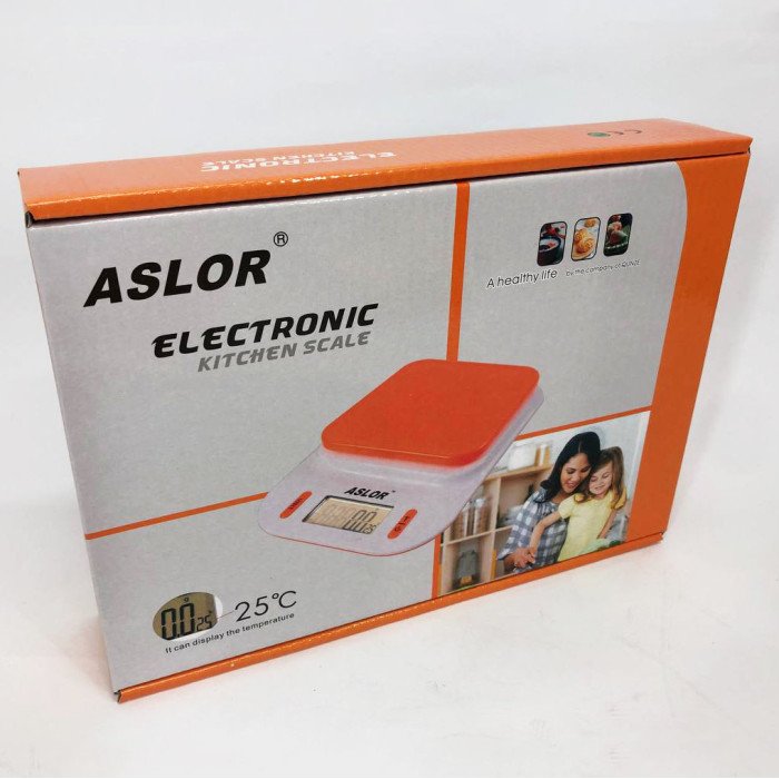 Ваги кухонні 109, 2 кг (0.1 г), термометр, електронні ваги для продуктів. Колір: помаранчевий