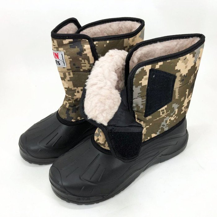 Чоботи чоловічі утеплені. Розмір 43, гумові чоботи зимовий утеплювач. Колір: жовтий піксель