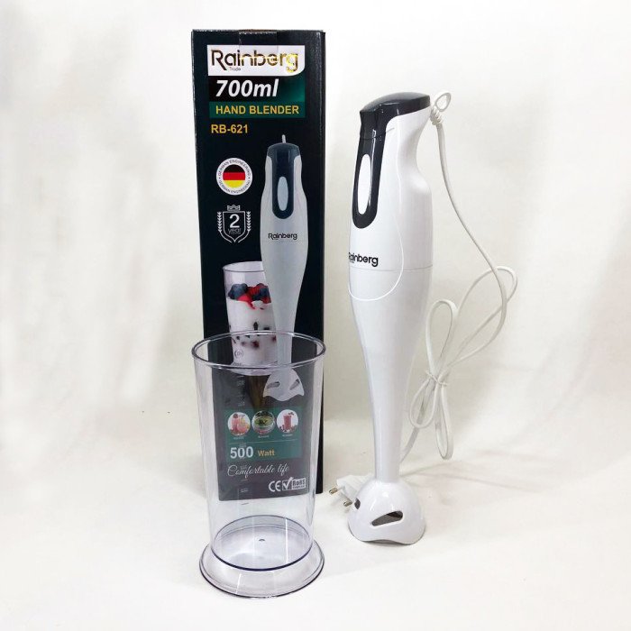 Блендер занурювальний Rainberg RB-621 побутовий блендер з чашею 500W