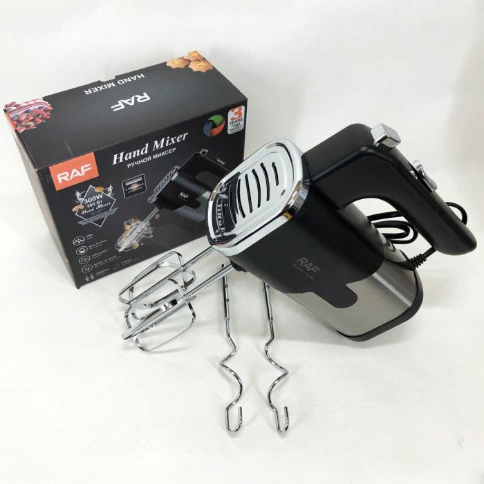Міксер ручний на кухню RAF R-6630 5 швидкостей 2 насадки 300 W, двовінчиковий міксер, міксер для збивання