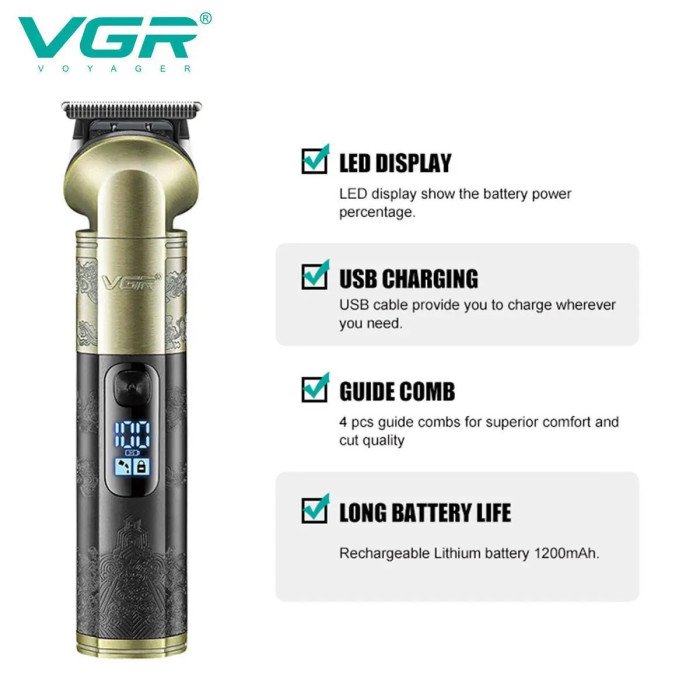 Тример VGR V-296, Багатофункціональна машинка для стрижки бороди, Професійний триммер для гоління