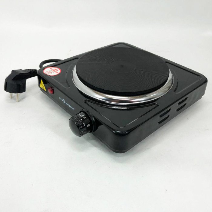 Настільна плита електрична Sea Breeze SB-061 1000 Вт, компактна переносна електроплита. Колір: чорний