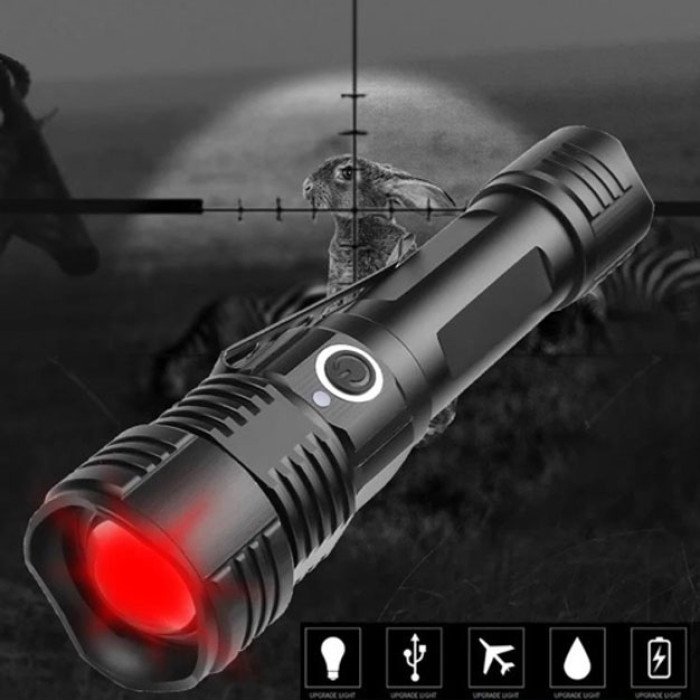Ліхтар ручний акумуляторний PLD-11-4XPE(RGB), Кишеньковий ліхтар із usb зарядкою, Тактичний ліхтар police