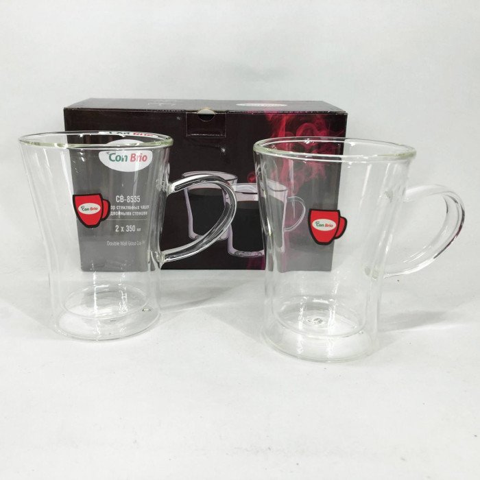 Набір кухлів з подвійним дном Con Brio CB-8535-2 350 мл 2 шт, чайні чашки з подвійним дном