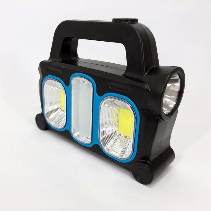 Ліхтар ручний на сонячній батареї 3в1 HB-6168-LED+2COB з боковою лампою, на 3 режими (з функцією Power Bank)