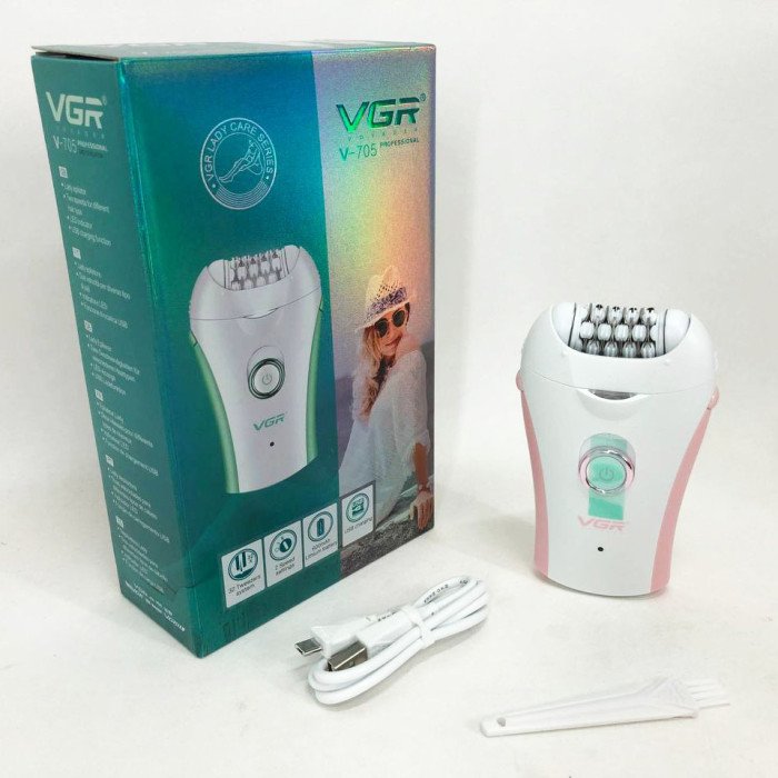 Епілятор для тіла VGR V-705, жіноча електробритва для ніг, бікіні-триммер. Колір: рожевий
