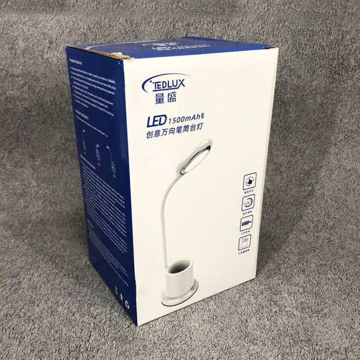 Настільна лампа акумуляторна на гнучкій ніжці з органайзером Tedlux TL-1006