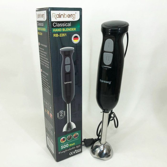 Блендер занурювальний Rainberg RB-2261 - 500 Вт, блендер для дому, блендер для кухні. Колір: чорний