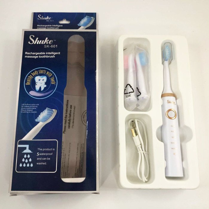 Електрична зубна щітка shuke sk-601 біла / Зубна щітка електро доросла / Щітка shuke