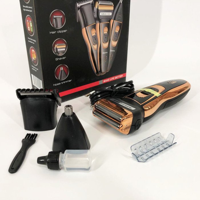 Електробритва сіткова і тріммер для бороди GEMEI / Geemy GM-595 з акумулятором. Колір: золотий