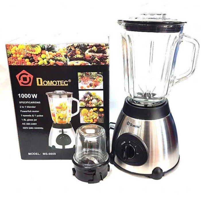 Блендер Domotec MS-6609/5699 з кавомолкою стаціонарний на 1.5л 1000 Вт, блендер для смузі, електричний