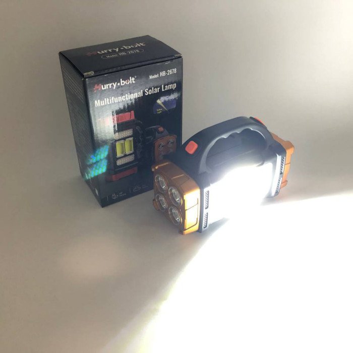 Переносний світлодіодний ліхтар-повербанк на сонячній батареї HB-2678 25W+2COB. Колір: помаранчевий