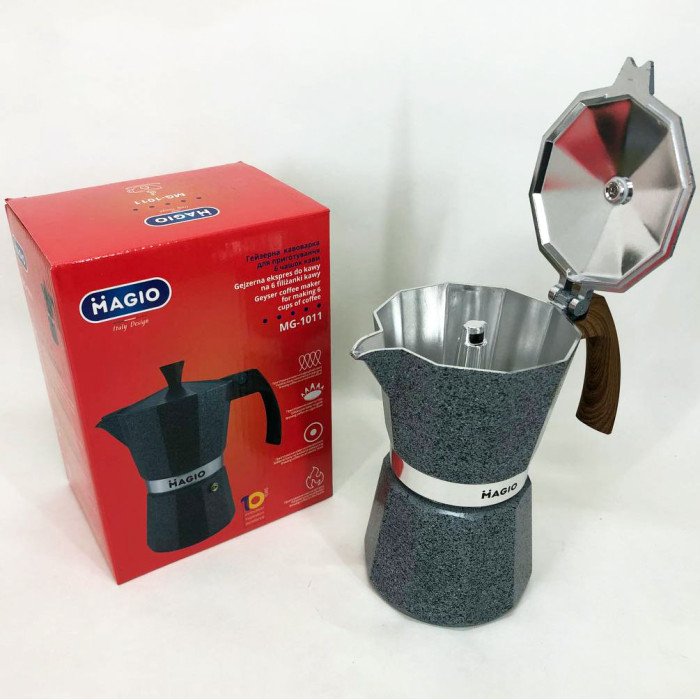 Гейзерна кавоварка Magio MG-1011 300 мл, гейзерна кавоварка для індукції, кавоварка для дому