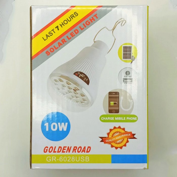 Лампочка акумуляторна лампа Golden Road GR 6028 USB із сонячною панеллю, кемпінгова лампа світильник