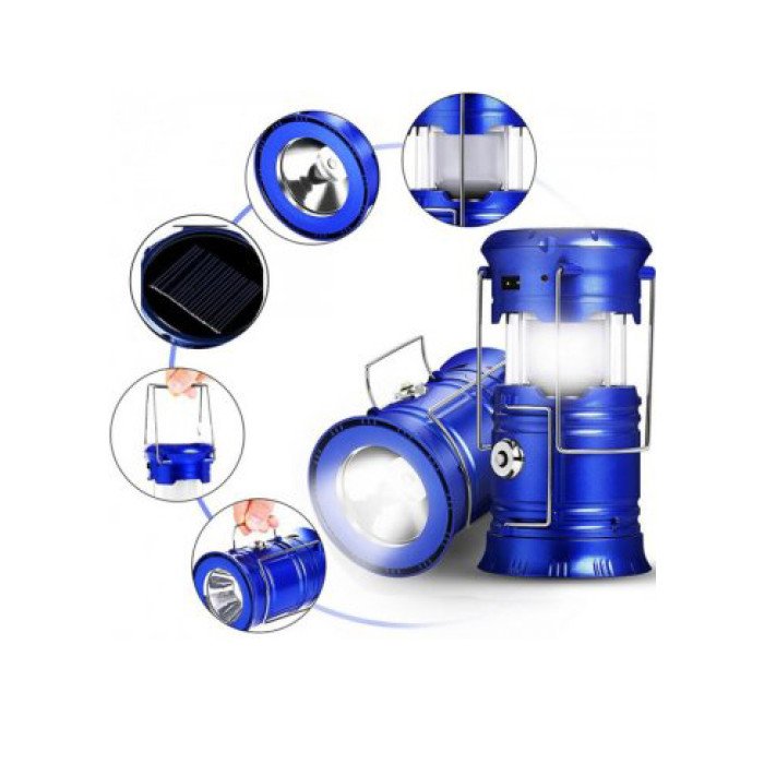 Туристичний ліхтар-лампа на сонячній батареї з функцією павербанку CAMPING MH-5800T. Колір: синій