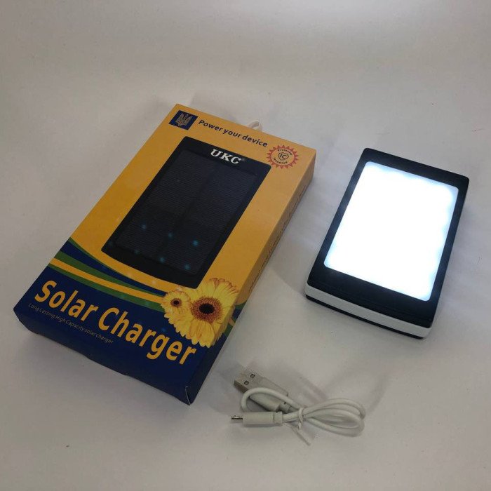 УМБ Power Bank Solar 20000 mAh мобільне зарядне з сонячною панеллю та лампою, повербанк для планшета