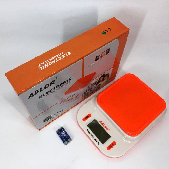 Ваги кухонні 109, 2 кг (0.1 г), термометр, електронні ваги для продуктів. Колір: помаранчевий